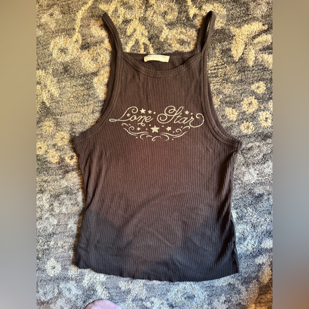 Spell Black Ribbed Lone Star Tank Top EUC ✨